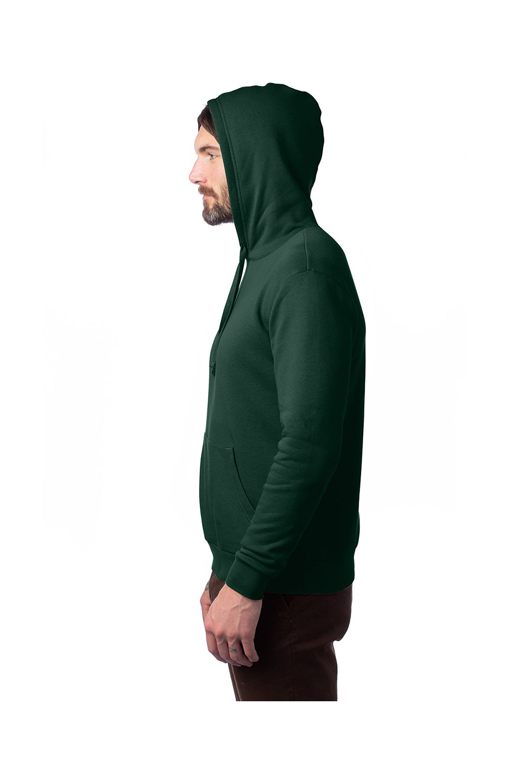 Alternative 8804PF Mens Eco Cozy Fleece Hooded Sweatshirt Hoodie Varisty Green Model Side