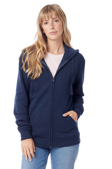 Alternative 8805PF Mens Eco Cozy Fleece Full Zip Hooded Sweatshirt Hoodie Midnight Navy Blue Model Front