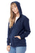 Alternative 8805PF Mens Eco Cozy Fleece Full Zip Hooded Sweatshirt Hoodie Midnight Navy Blue Model Side