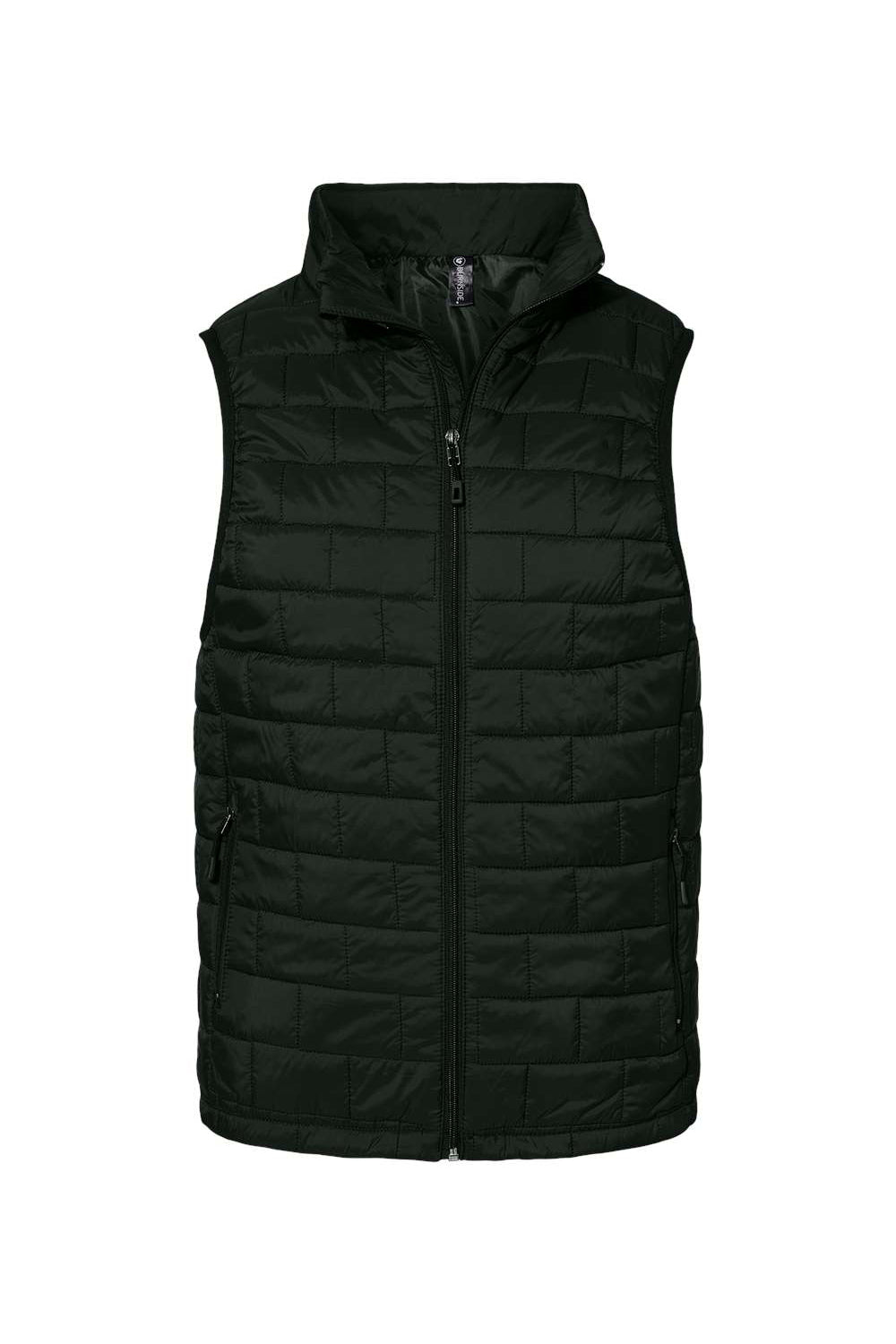 Burnside 8703 Mens Element Full Zip Puffer Vest Black Flat Front