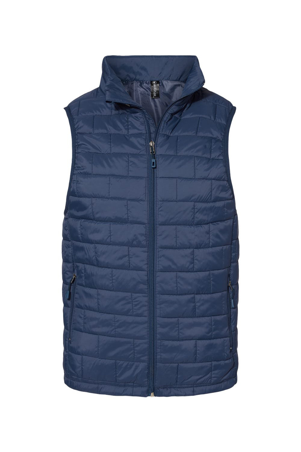 Burnside 8703 Mens Element Full Zip Puffer Vest Navy Blue Flat Front
