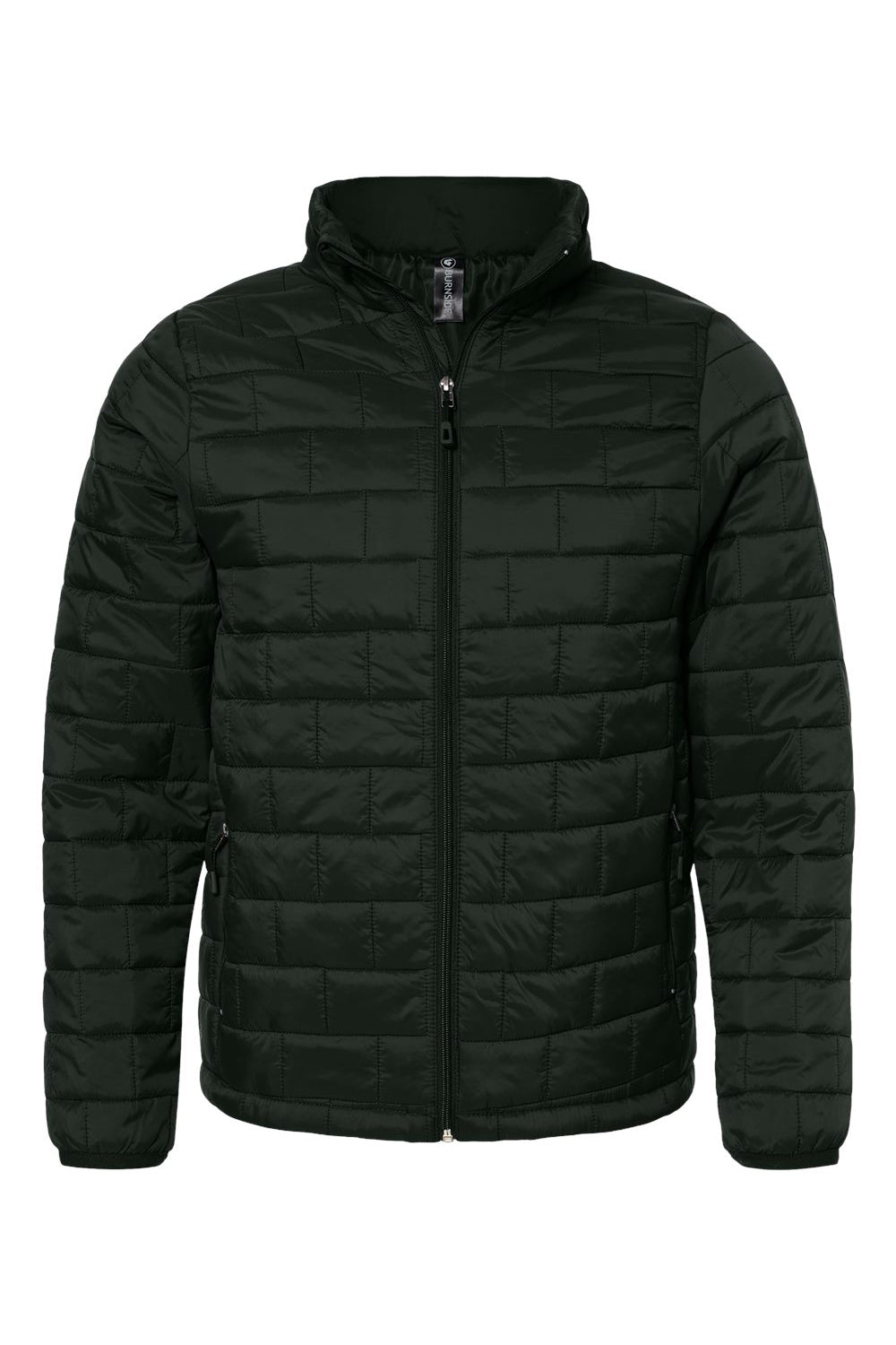 Burnside 8713 Mens Element Full Zip Puffer Jacket Black Flat Front
