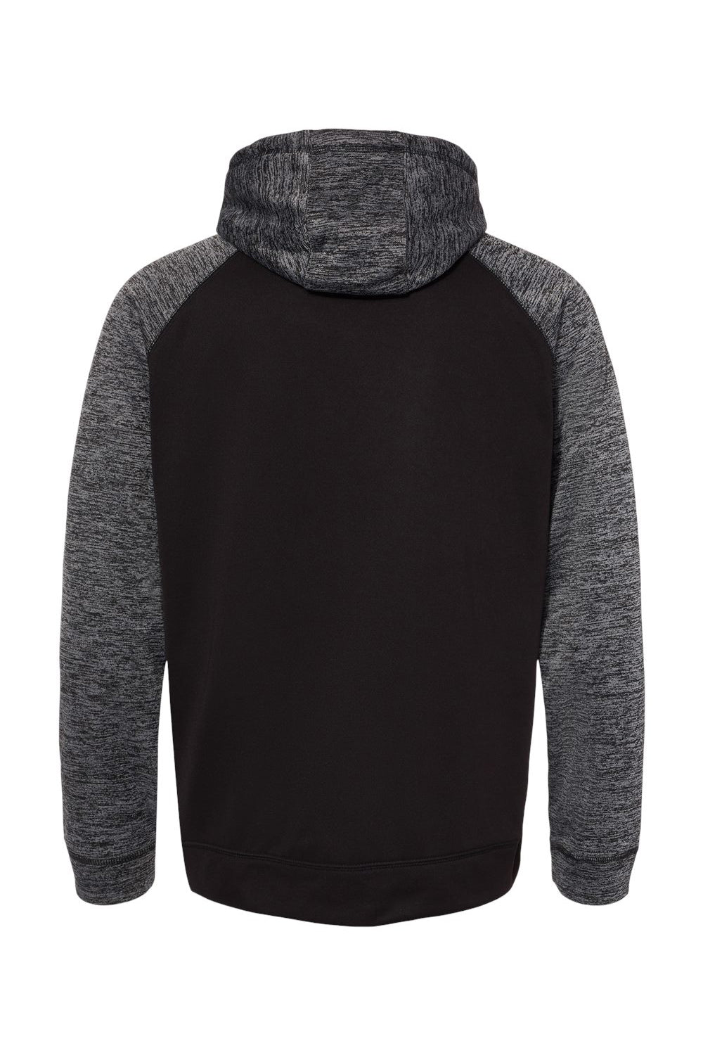 Burnside 8670 Mens Performance Raglan Hooded Sweatshirt Hoodie Black/Heather Charcoal Grey Flat Back