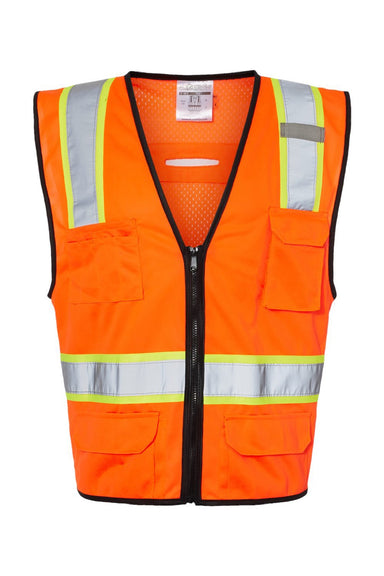 Kishigo 1580-1581 Unisex 6 Pocket Contrast Class 2 Vest Orange Flat Front