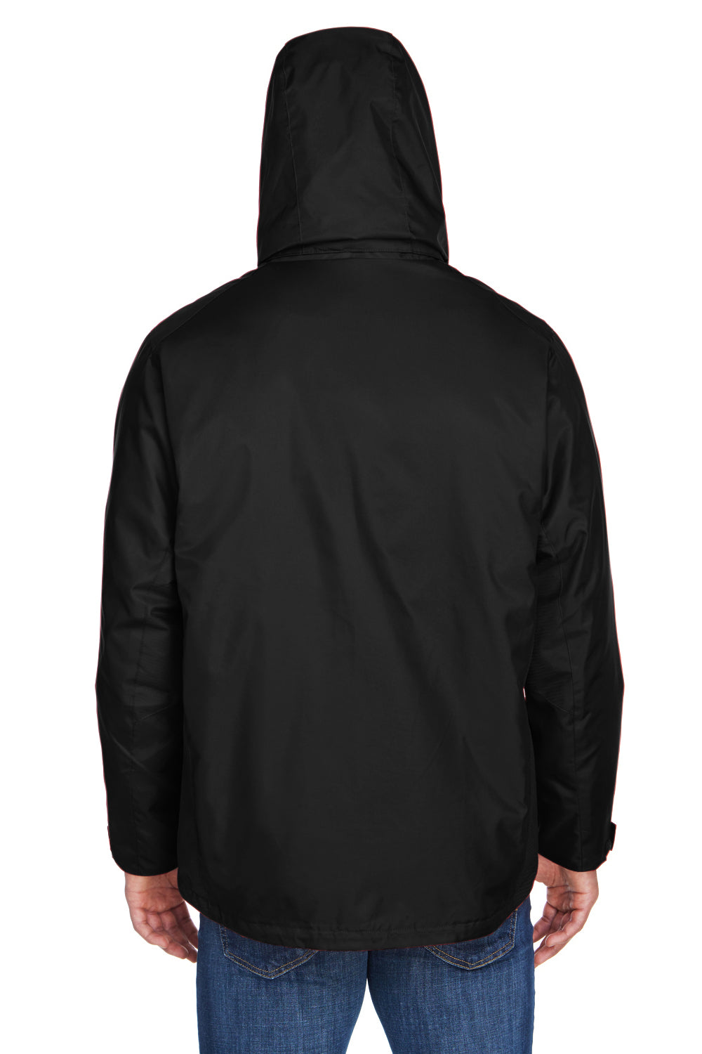 North End 88130 Mens 3-in-1 Water Resistant Full Zip Hooded Jacket Black Model Back