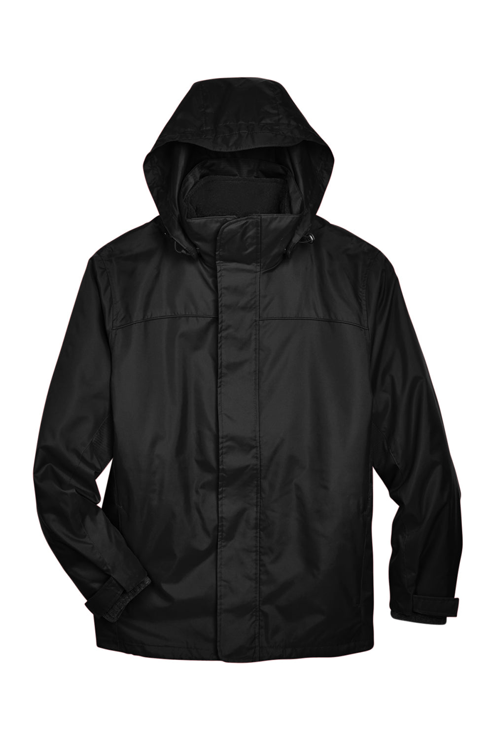 North End 88130 Mens 3-in-1 Water Resistant Full Zip Hooded Jacket Black Flat Front