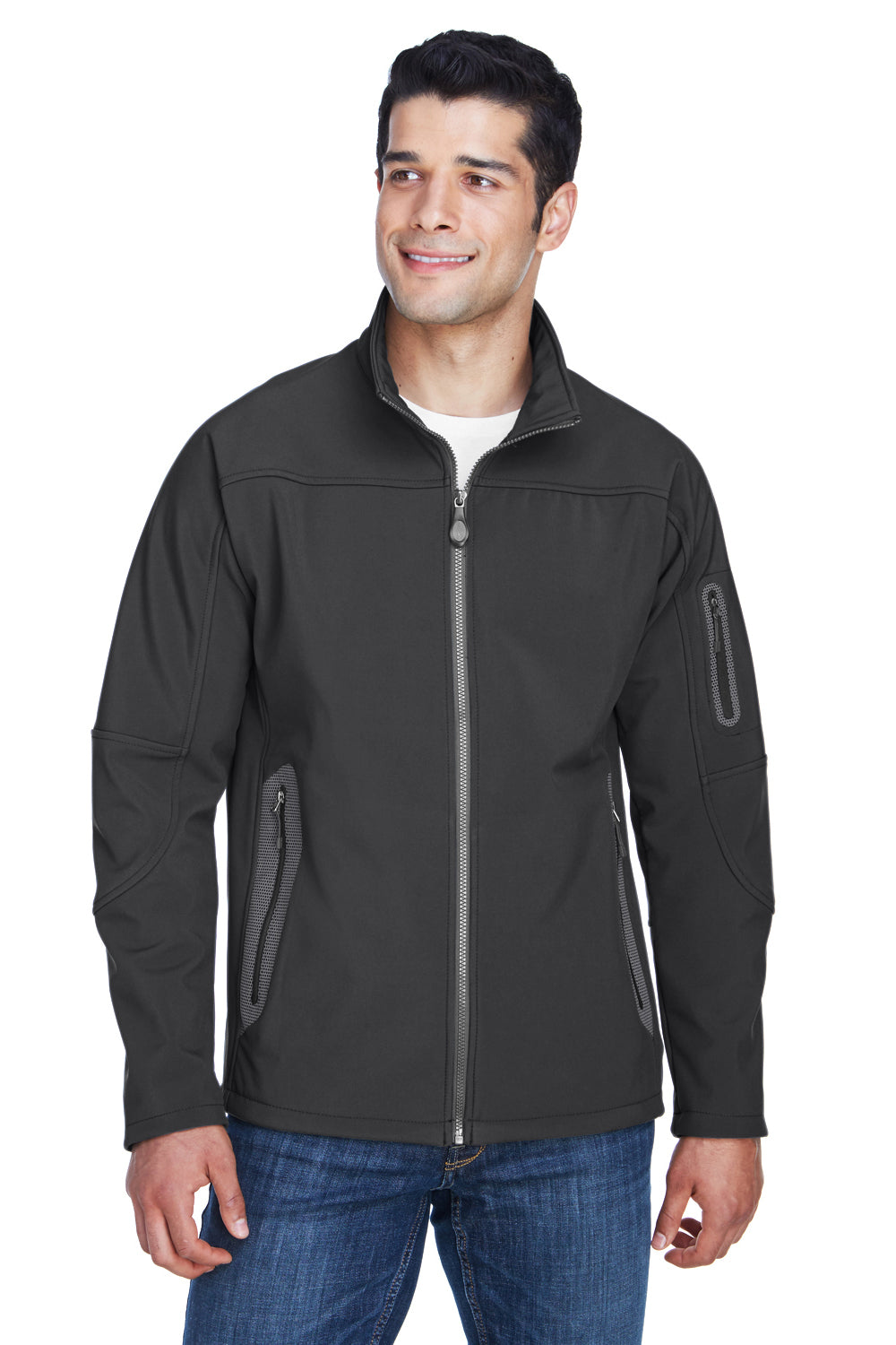 North End 88138 Mens Technical Water Resistant Full Zip Jacket Graphite Grey Model Front