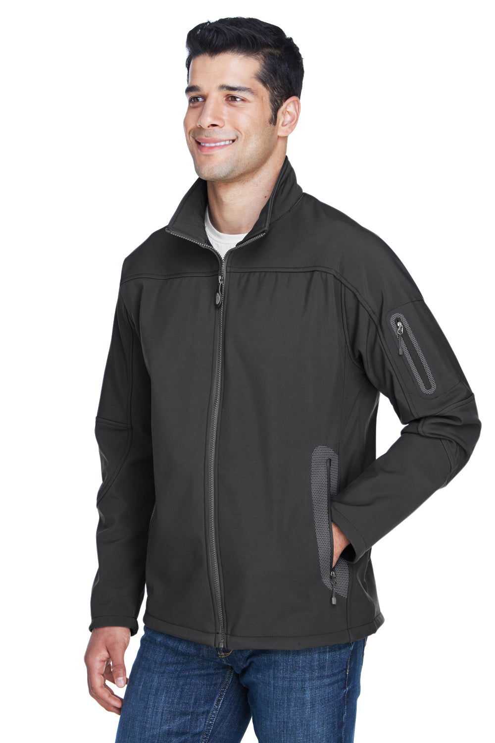 North End 88138 Mens Technical Water Resistant Full Zip Jacket Graphite Grey Model 3q
