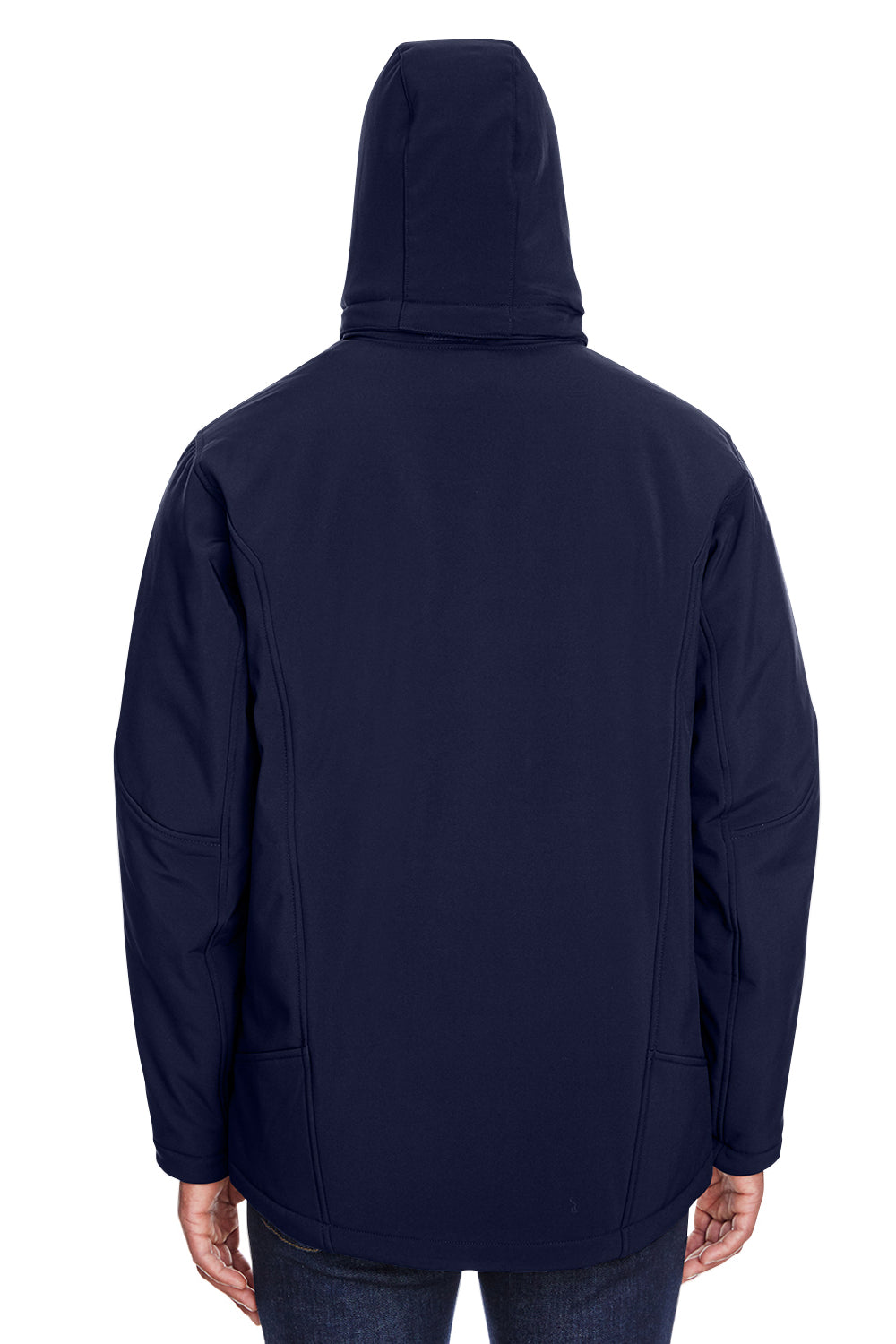 North End 88159 Mens Glacier Water Resistant Full Zip Hooded Jacket Classic Navy Blue Model Back