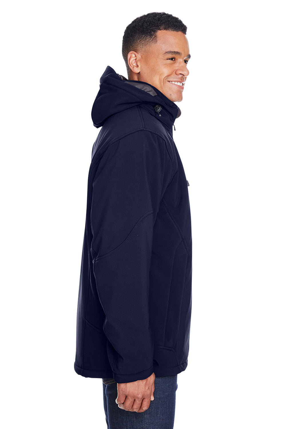 North End 88159 Mens Glacier Water Resistant Full Zip Hooded Jacket Classic Navy Blue Model Side