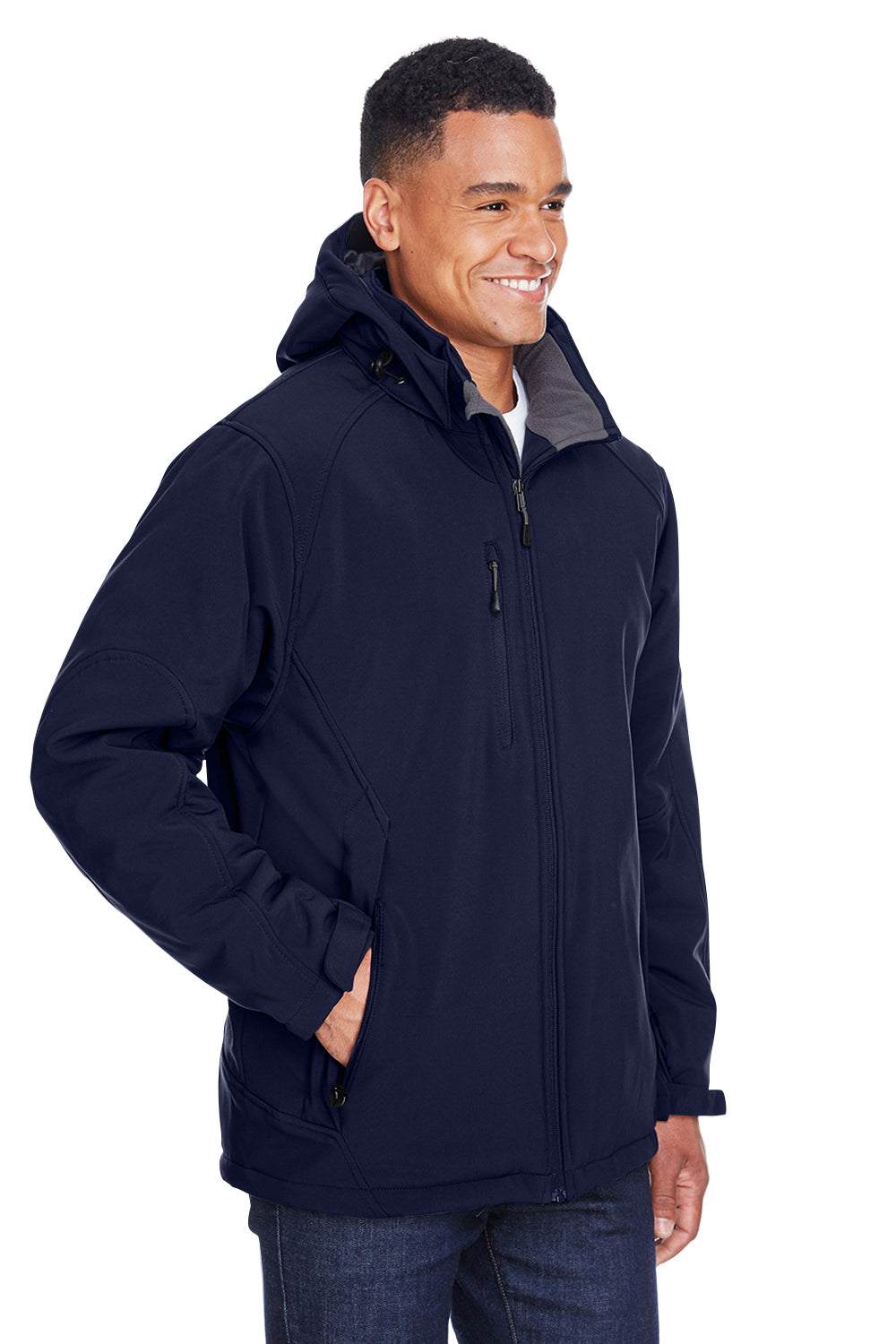 North End 88159 Mens Glacier Water Resistant Full Zip Hooded Jacket Classic Navy Blue Model 3q