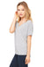 Bella + Canvas 8815 Womens Slouchy Short Sleeve V-Neck T-Shirt Heather Grey Model Side