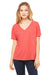 Bella + Canvas 8815 Womens Slouchy Short Sleeve V-Neck T-Shirt Red Triblend Model Front