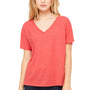 Bella + Canvas Womens Slouchy Short Sleeve V-Neck T-Shirt - Red Triblend