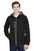 North End 88166 Mens Prospect Water Resistant Full Zip Hooded Jacket Black Model Front