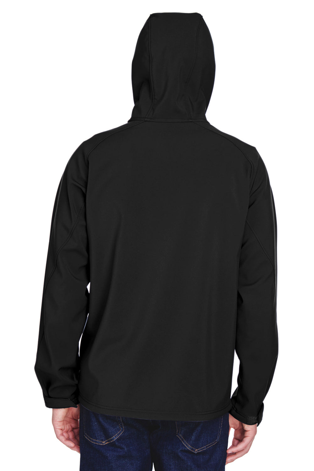North End 88166 Mens Prospect Water Resistant Full Zip Hooded Jacket Black Model Back