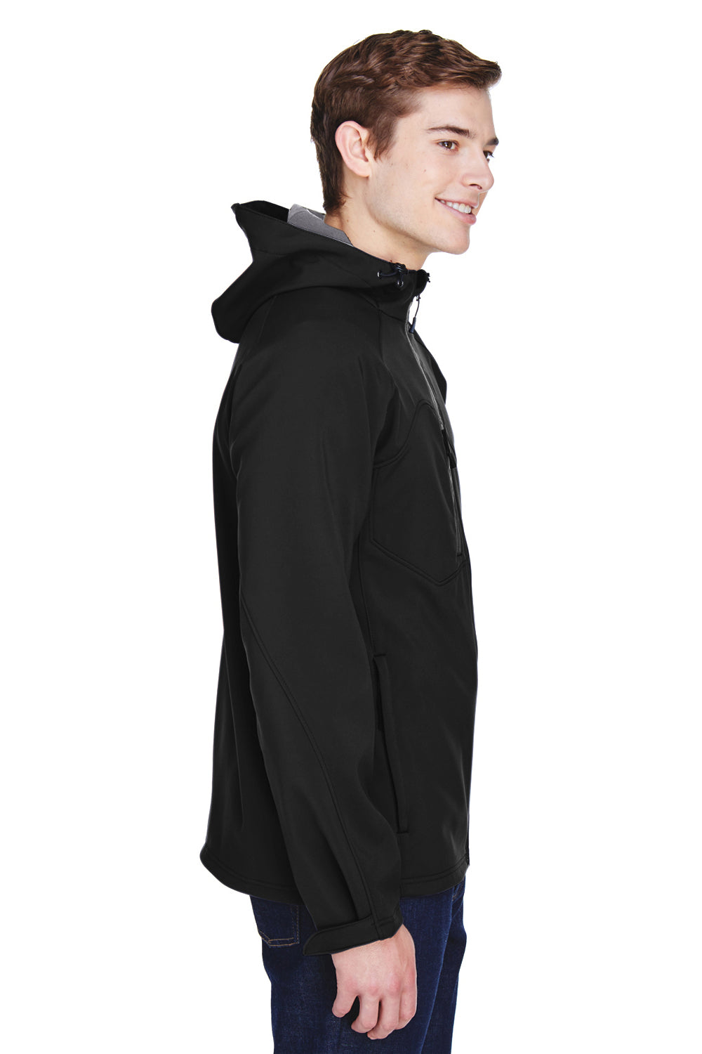 North End 88166 Mens Prospect Water Resistant Full Zip Hooded Jacket Black Model Side