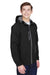 North End 88166 Mens Prospect Water Resistant Full Zip Hooded Jacket Black Model 3q