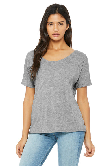 Bella + Canvas BC8816/8816 Womens Slouchy Short Sleeve Wide Neck T-Shirt Heather Grey Model Front