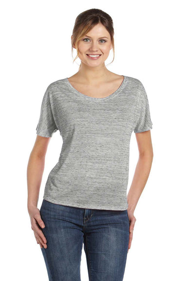 Bella + Canvas BC8816/8816 Womens Slouchy Short Sleeve Wide Neck T-Shirt White Marble Model Front