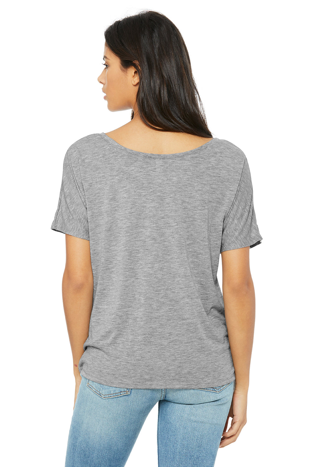 Bella + Canvas BC8816/8816 Womens Slouchy Short Sleeve Wide Neck T-Shirt Heather Grey Model Back