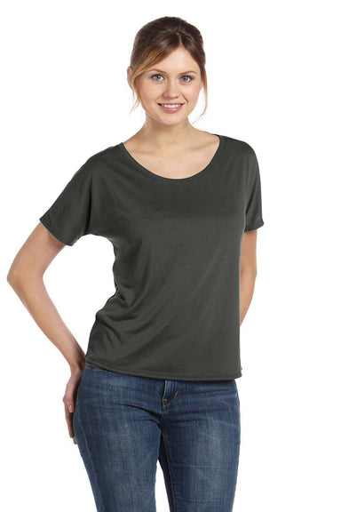 Bella + Canvas BC8816/8816 Womens Slouchy Short Sleeve Wide Neck T-Shirt Black Marble Model Front