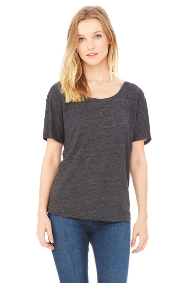 Bella + Canvas BC8816/8816 Womens Slouchy Short Sleeve Wide Neck T-Shirt Charcoal Black Slub Model Front