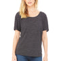 Bella + Canvas Womens Slouchy Short Sleeve Wide Neck T-Shirt - Charcoal Black Slub