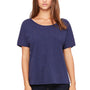 Bella + Canvas Womens Slouchy Short Sleeve Wide Neck T-Shirt - Navy Blue Speckled