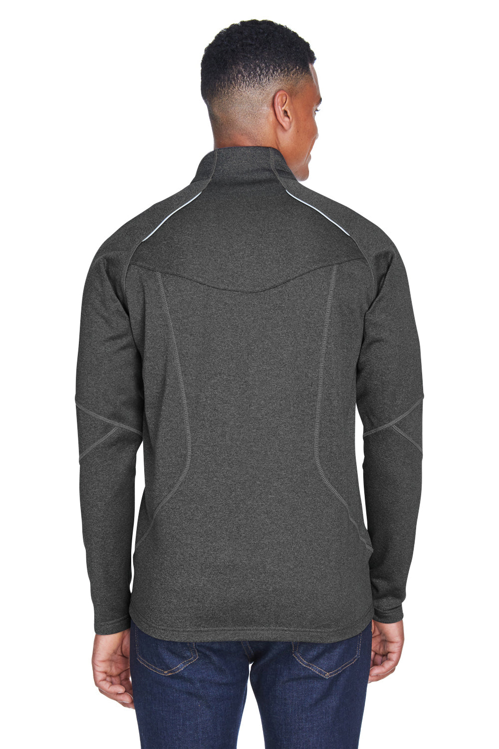 North End 88174 Mens Gravity Performance Moisture Wicking Full Zip Fleece Jacket Heather Carbon Grey Model Back
