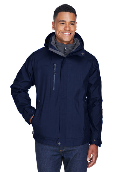 North End 88178 Mens Caprice 3-in-1 Waterproof Full Zip Hooded Jacket Classic Navy Blue Model Front
