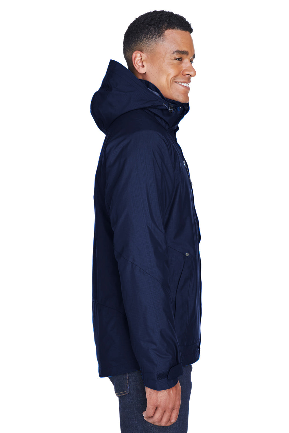 North End 88178 Mens Caprice 3-in-1 Waterproof Full Zip Hooded Jacket Classic Navy Blue Model Side