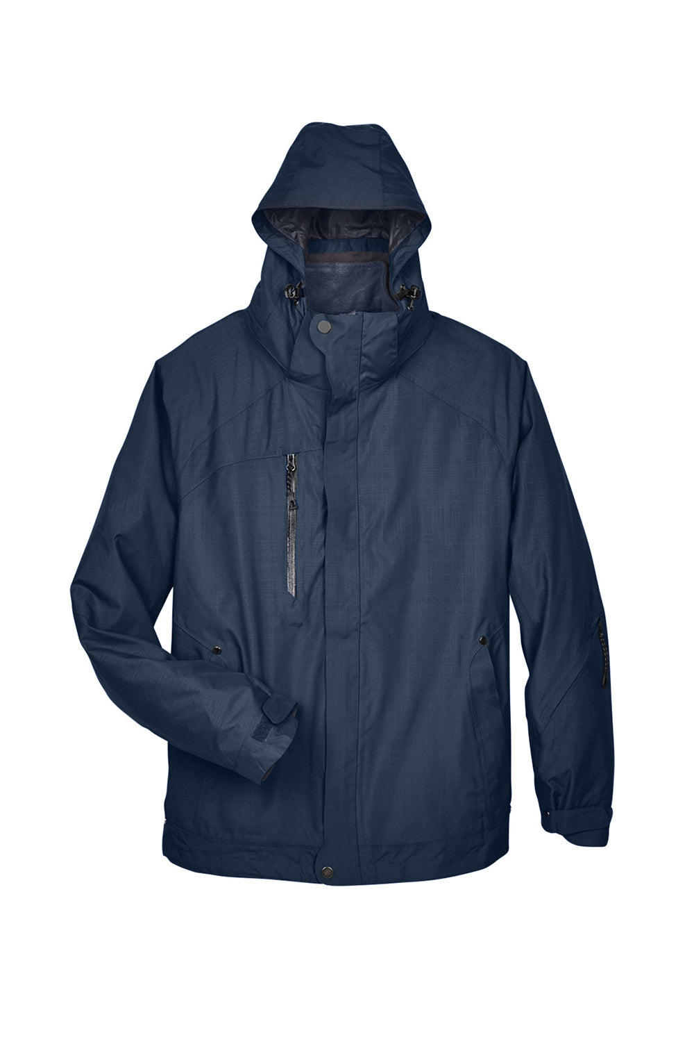 North End 88178 Mens Caprice 3-in-1 Waterproof Full Zip Hooded Jacket Classic Navy Blue Flat Front