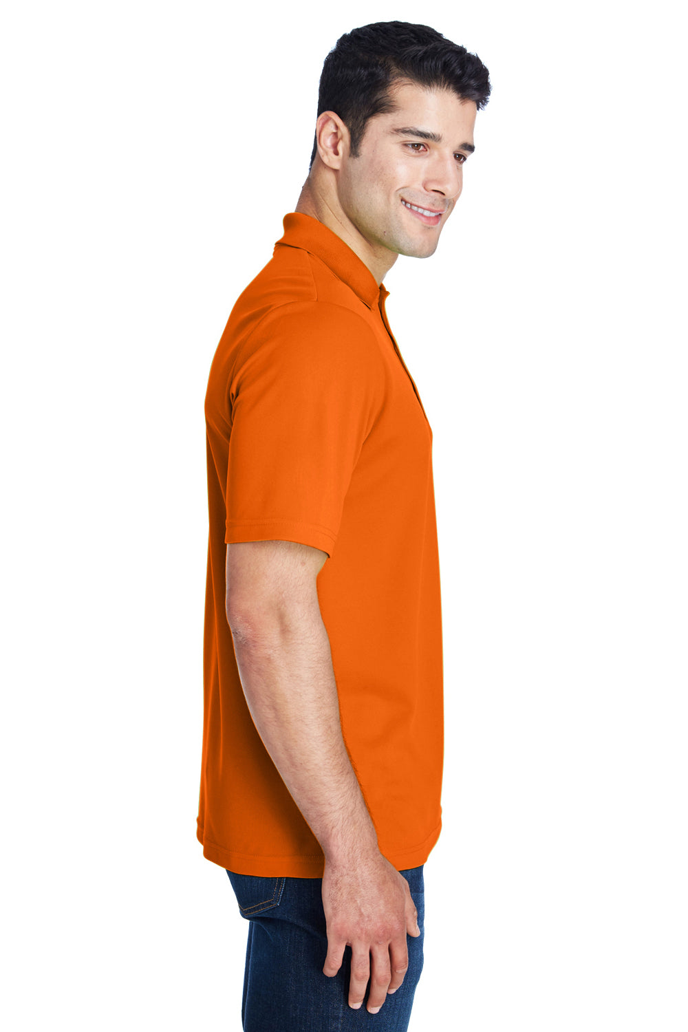 Core 365 88181/88181T Mens Origin Performance Moisture Wicking Short Sleeve Polo Shirt Campus Orange Model Side