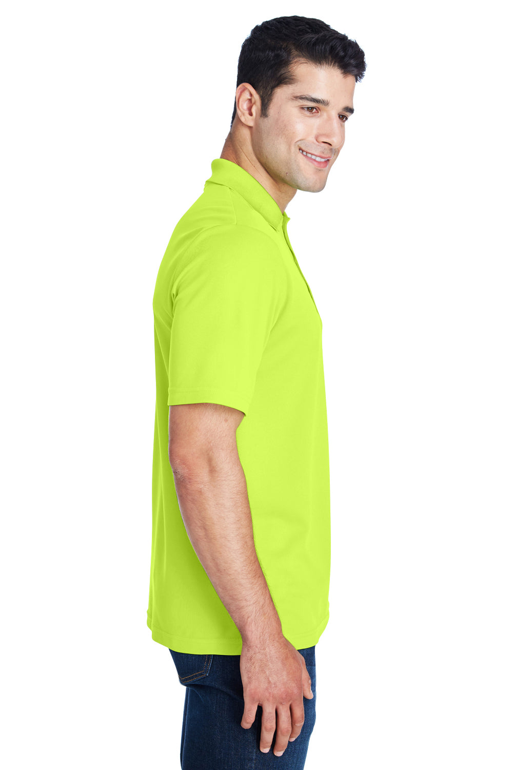 Core 365 88181/88181T Mens Origin Performance Moisture Wicking Short Sleeve Polo Shirt Safety Yellow Model Side