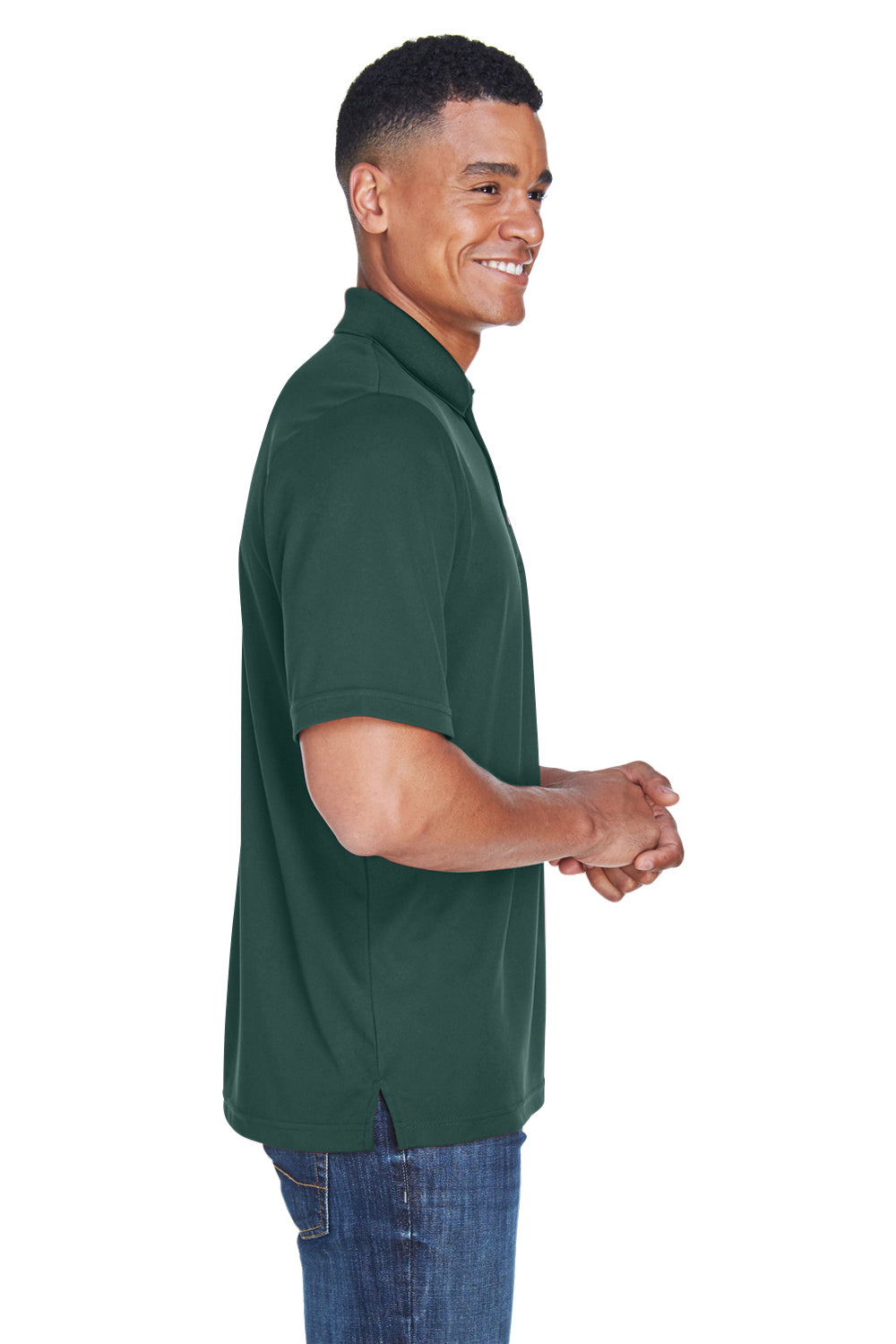 Core 365 88181P Mens Origin Performance Moisture Wicking Short Sleeve Polo Shirt w/ Pocket Forest Green Model Side