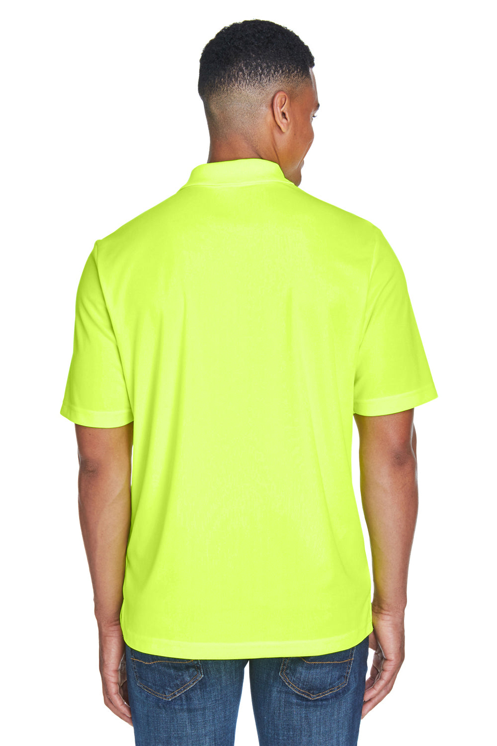 Core 365 88181P Mens Origin Performance Moisture Wicking Short Sleeve Polo Shirt w/ Pocket Safety Yellow Model Back