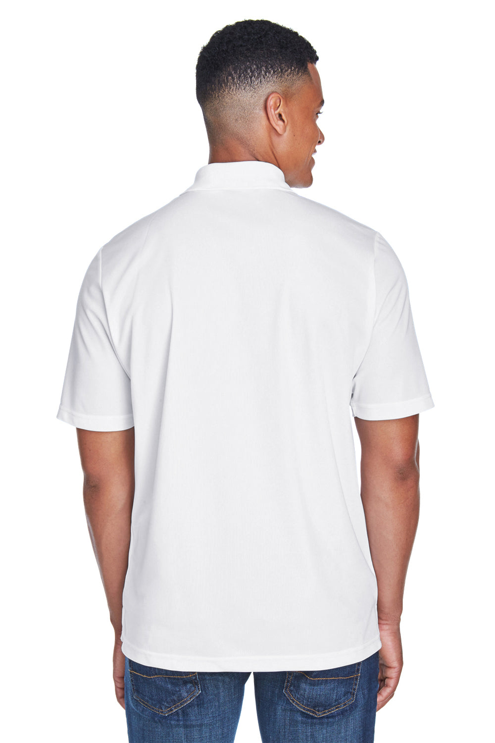 Core 365 88181P Mens Origin Performance Moisture Wicking Short Sleeve Polo Shirt w/ Pocket White Model Back