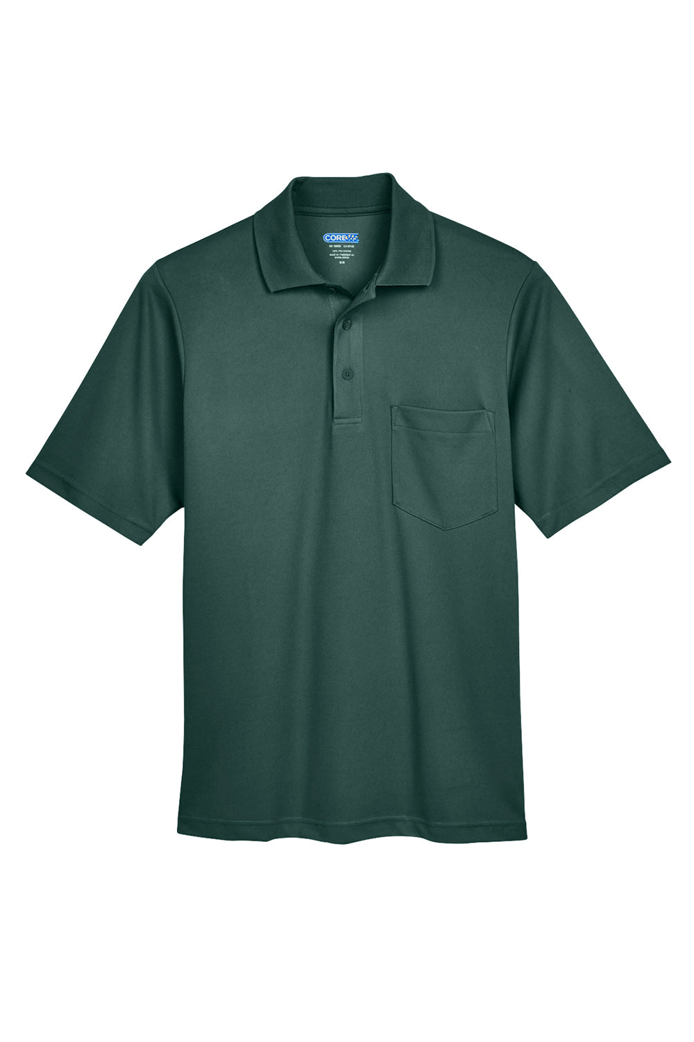Core 365 88181P Mens Origin Performance Moisture Wicking Short Sleeve Polo Shirt w/ Pocket Forest Green Flat Front