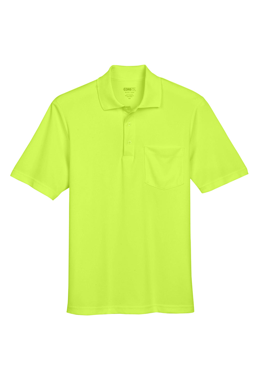 Core 365 88181P Mens Origin Performance Moisture Wicking Short Sleeve Polo Shirt w/ Pocket Safety Yellow Flat Front