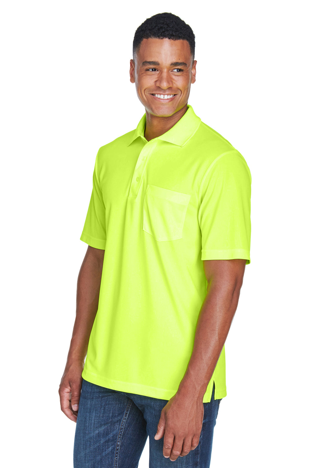 Core 365 88181P Mens Origin Performance Moisture Wicking Short Sleeve Polo Shirt w/ Pocket Safety Yellow Model 3q