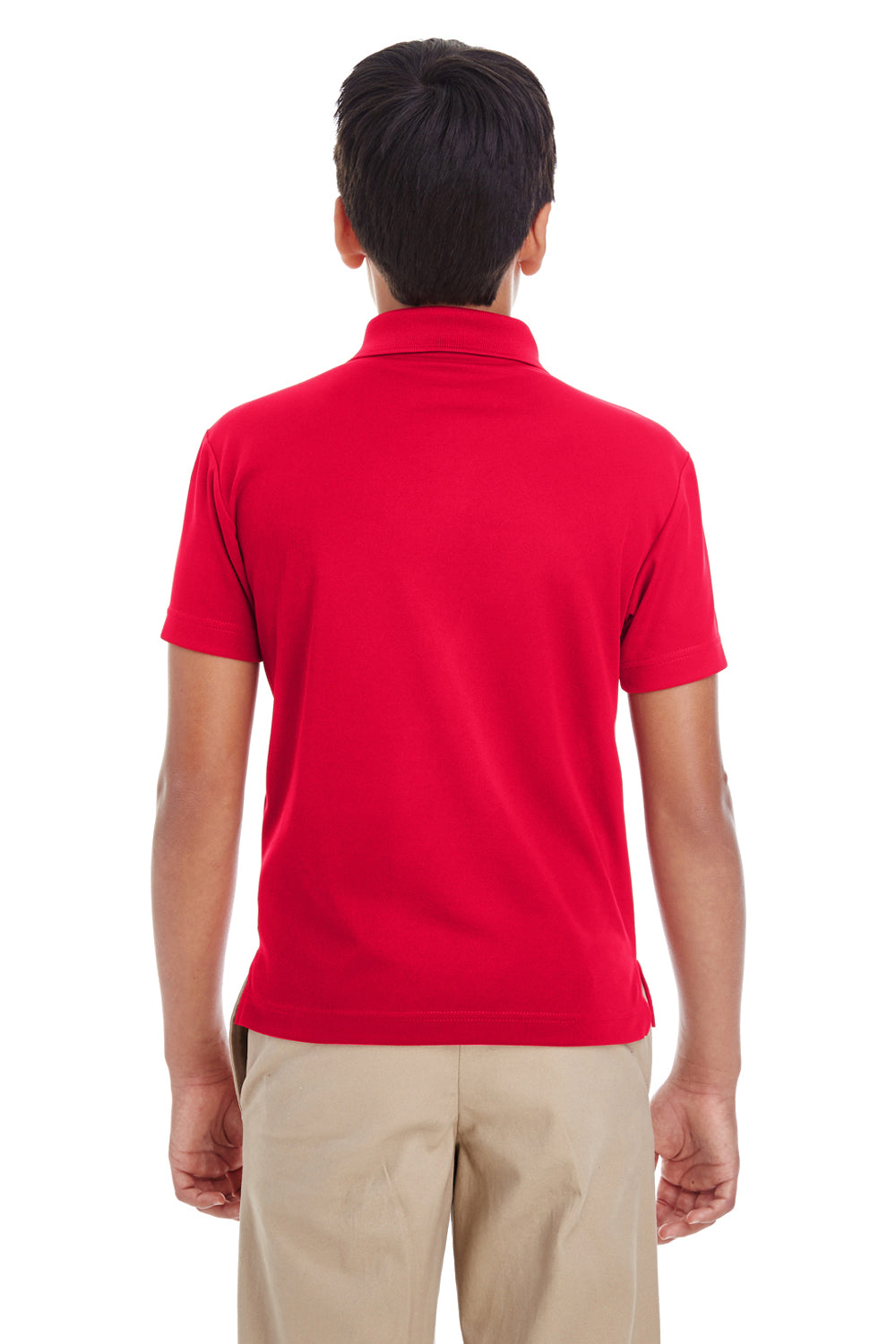 Core 365 88181Y Youth Origin Performance Moisture Wicking Short Sleeve Polo Shirt Classic Red Model Back