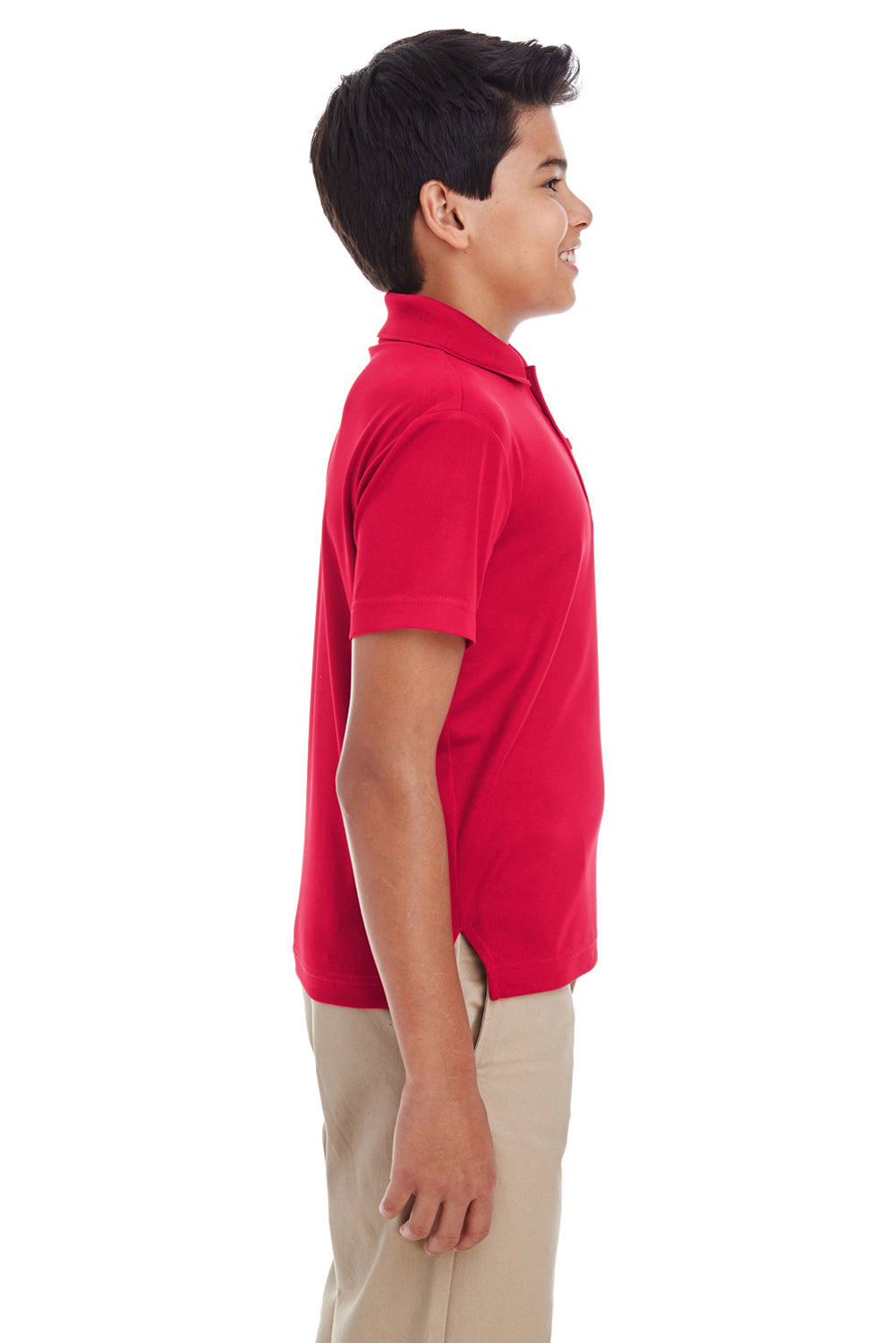 Core 365 88181Y Youth Origin Performance Moisture Wicking Short Sleeve Polo Shirt Classic Red Model Side