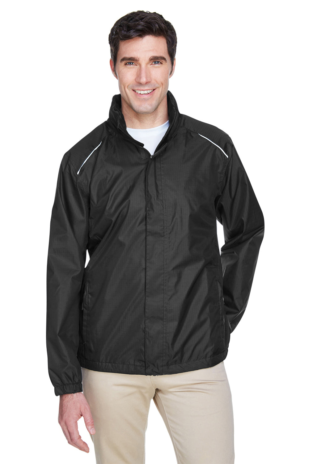Core 365 88185 Mens Black Climate Waterproof Full Zip Hooded Jacket ...