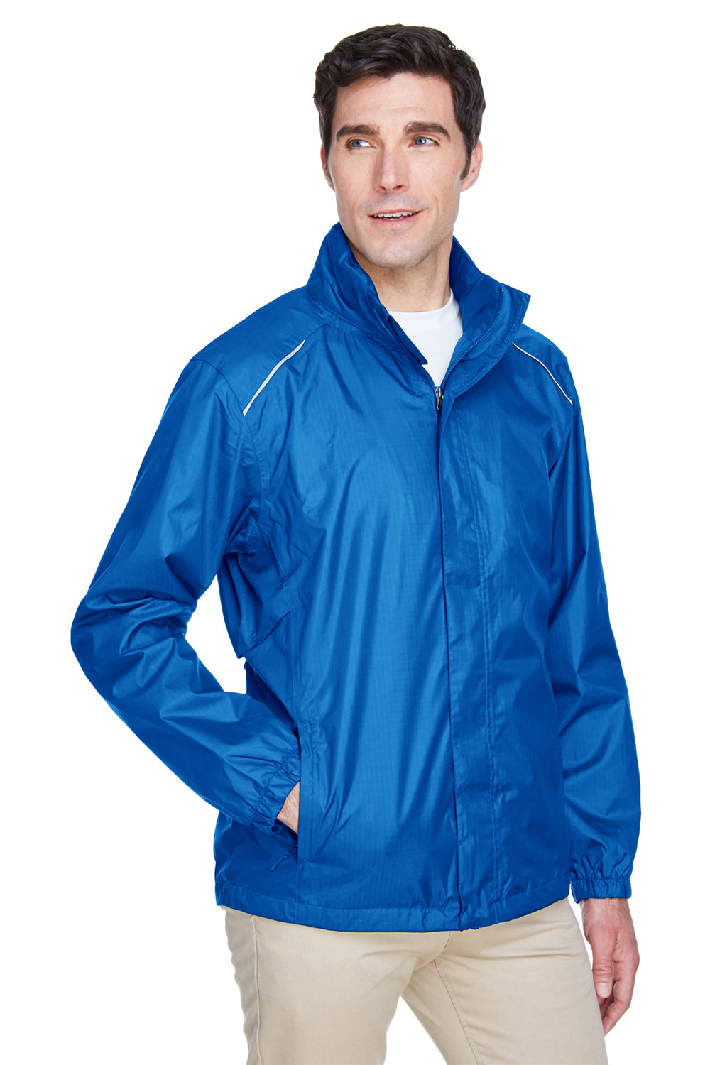 Core 365 88185 Mens Climate Waterproof Full Zip Hooded Jacket True Royal Blue Model 3q