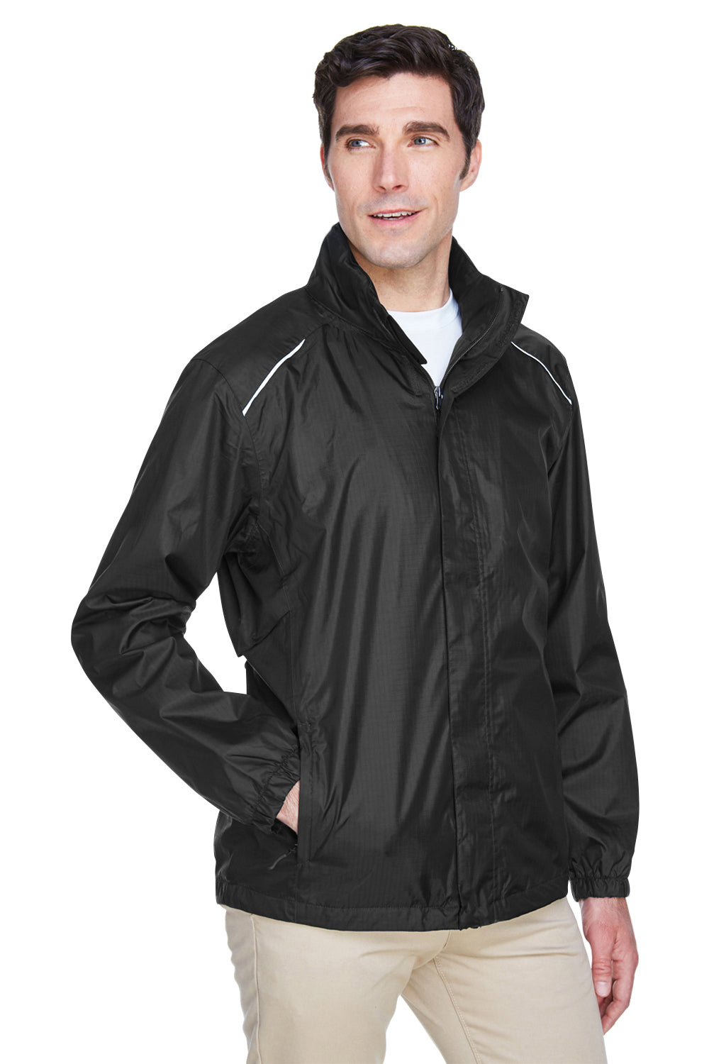Core 365 88185 Mens Climate Waterproof Full Zip Hooded Jacket Black Model 3q
