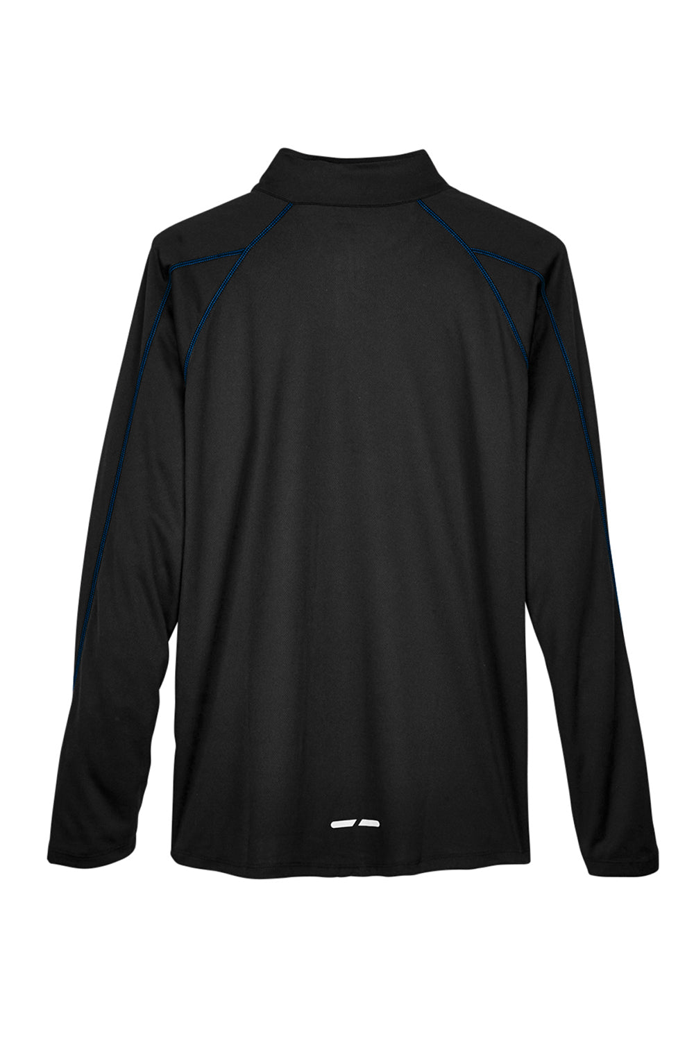North End 88187 Mens Radar Performance Moisture Wicking 1/4 Zip Sweatshirt Black/True Royal Blue Flat Back