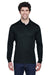 Core 365 88192/88192T Mens Pinnacle Performance Moisture Wicking Long Sleeve Polo Shirt Black Model Front