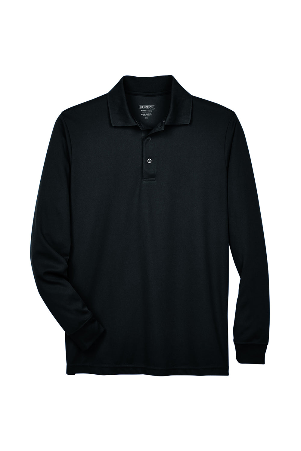 Core 365 88192/88192T Mens Pinnacle Performance Moisture Wicking Long Sleeve Polo Shirt Black Flat Front