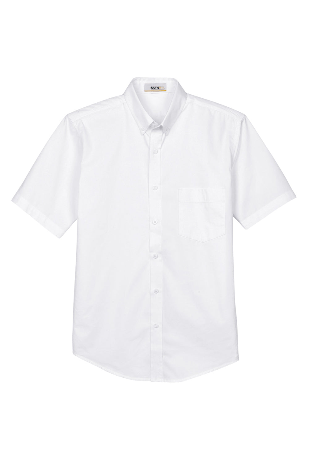 Core 365 88194/88194T Mens Optimum UV Protection Short Sleeve Button Down Shirt w/ Pocket White Flat Front